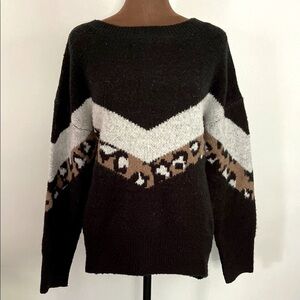 White Birch Black and Leopard Sweater